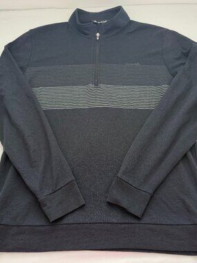 TravisMathew Black Quarter Zip Pullover Men Large Golf Sweater Lightweight
